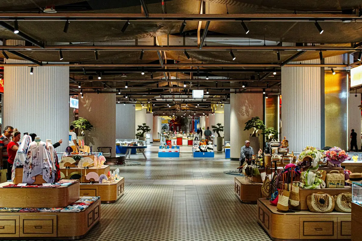 Bright retail store interior with displays
